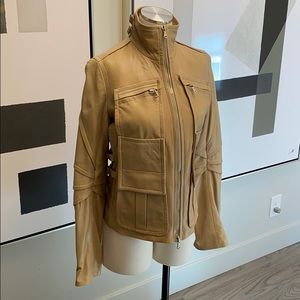 Nude leather biker jacket